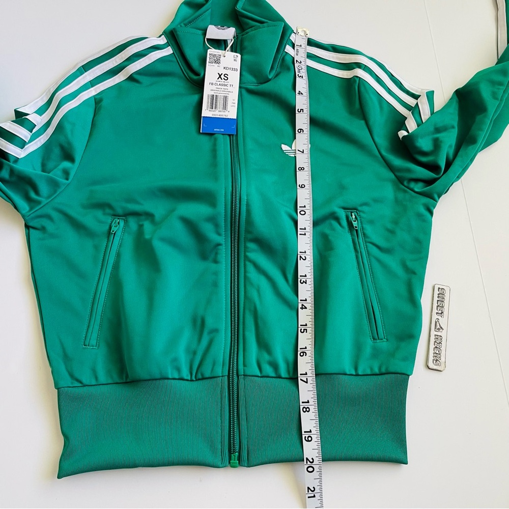 Adidas Originals Women's Green Track Jacket with White Stripes - Picture 5 of 5